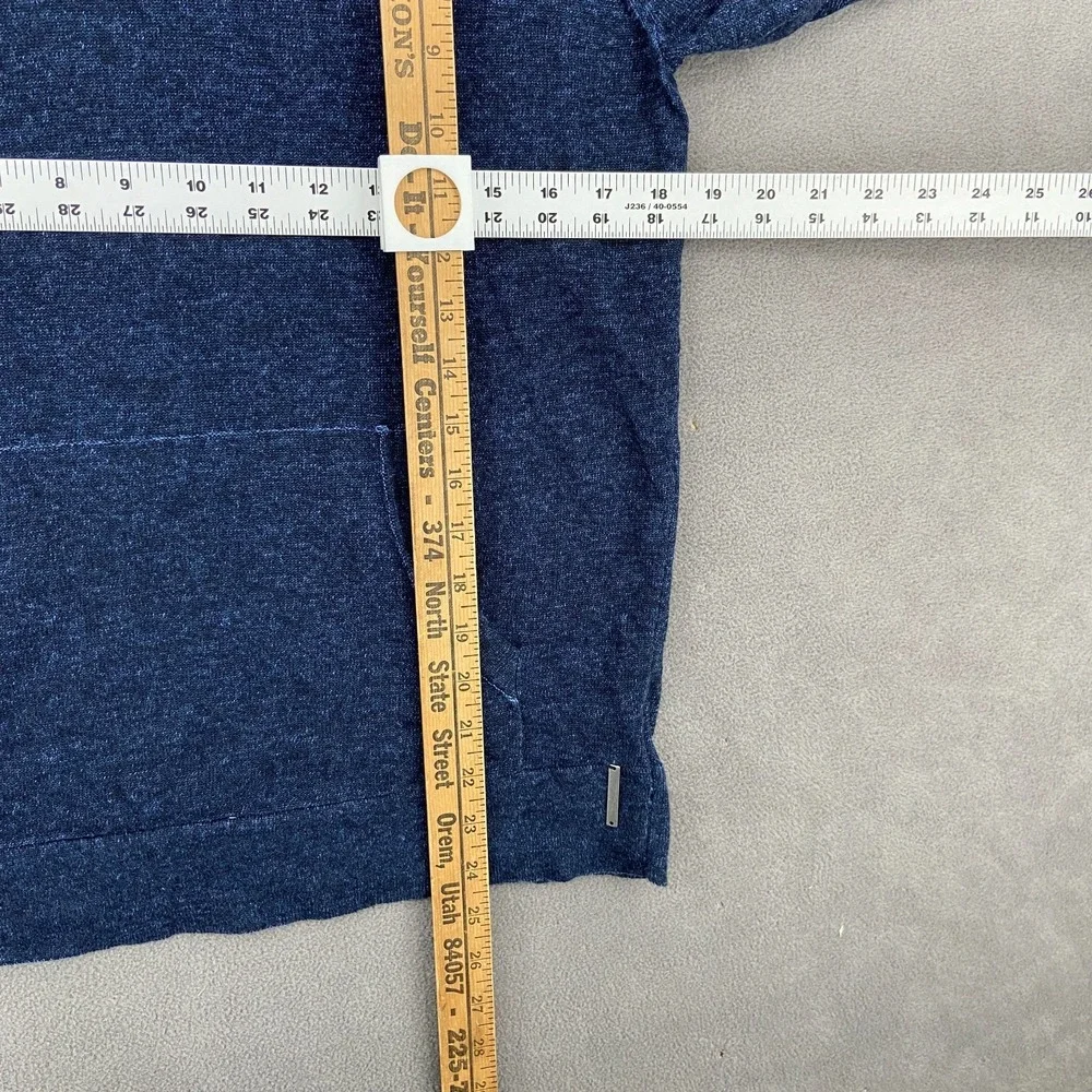 Michael‎ Kors Hoodie Womens Medium Navy Blue Knit Ribbed Kangaroo Pockets Winter